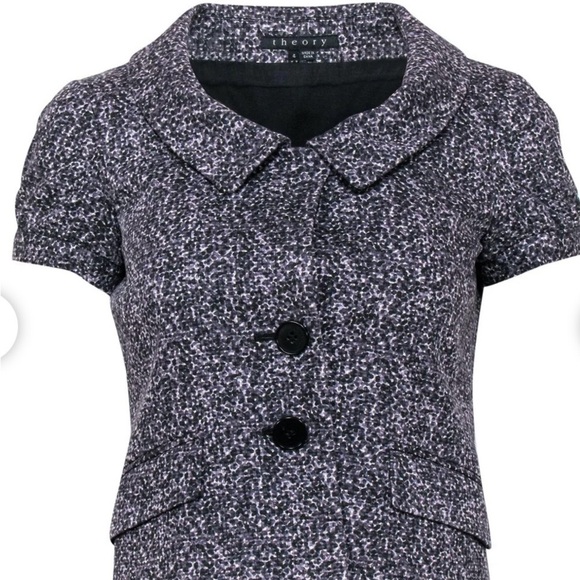 THEORY RARIAS TWEEDY Dotted Cotton Short Sleeve Jacket Blazer Size 2 - Picture 3 of 13